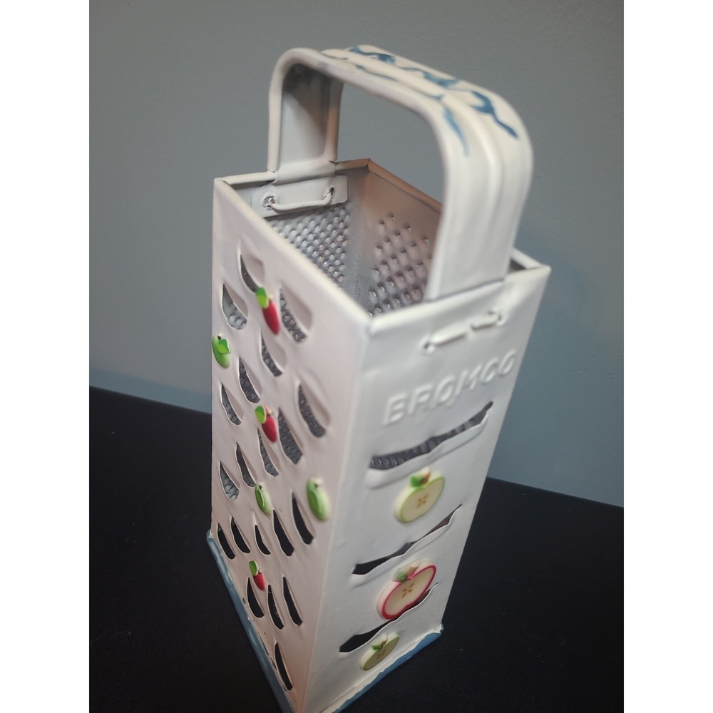Vintage Bromco Painted w Apples Cheese Grater Vegetable Shredder Rustic Decor